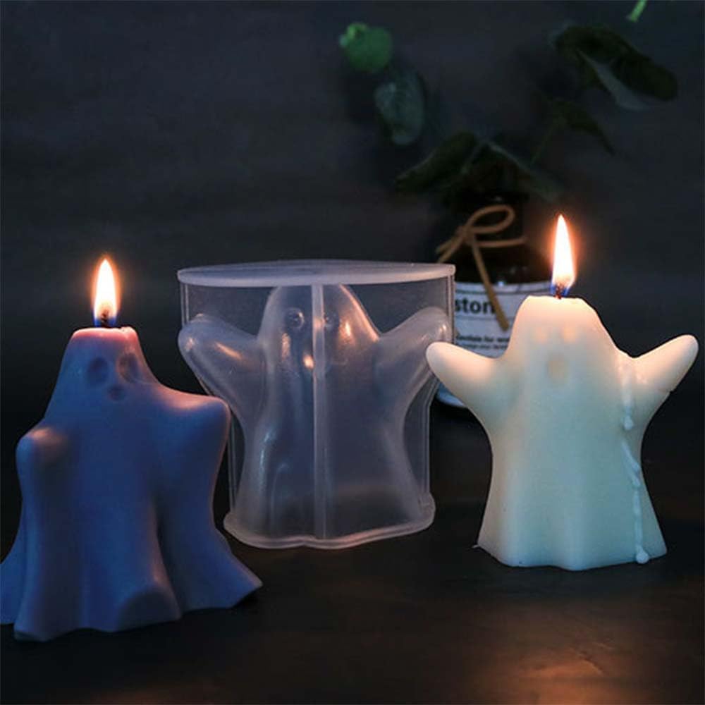 Molde de vela de Halloween Ghost Candle Mold Moldes de resina Moldes de silicona para velas fantasmas perfumadas, suministros de decoración
