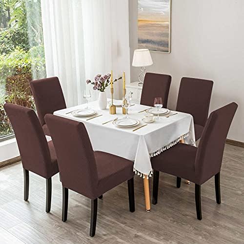 Paquete de 6 fundas para sillas de comedor y cocina, fundas para sillas Parsons para comedor, cocina, fundas para sillas de comedor, color chocolate