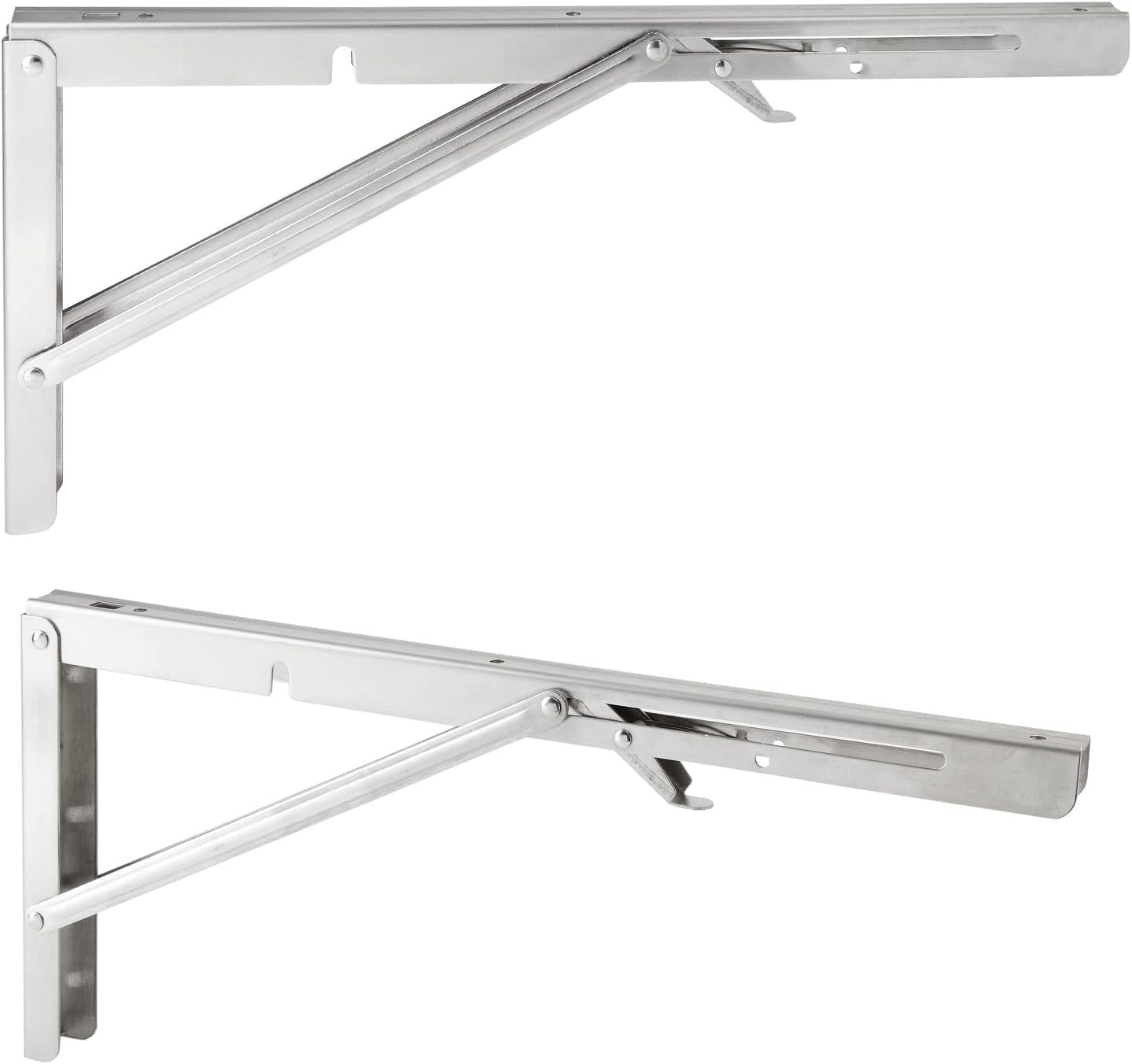 Paquete de 2 soportes plegables en L, accesorios plegables de 14 pulgadas con bisagra de bloqueo para el hogar, estantes de garaje, soporta 140
