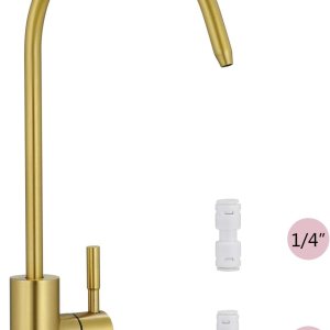 Tohlar Grifo de agua potable para fregadero de cocina, grifo de agua filtrada dorada, grifo de ósmosis inversa sin plomo, sistema de filtración de Tohlar Grifo de agua potable para fregadero de cocina, grifo de agua filtrada dorada, grifo de ósmosis inversa sin plomo, sistema de filtración de