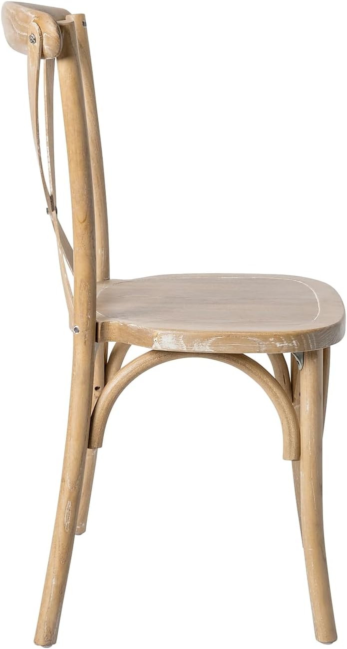 Flash Furniture Advantage Natural – Silla con respaldo en X de grano blanco