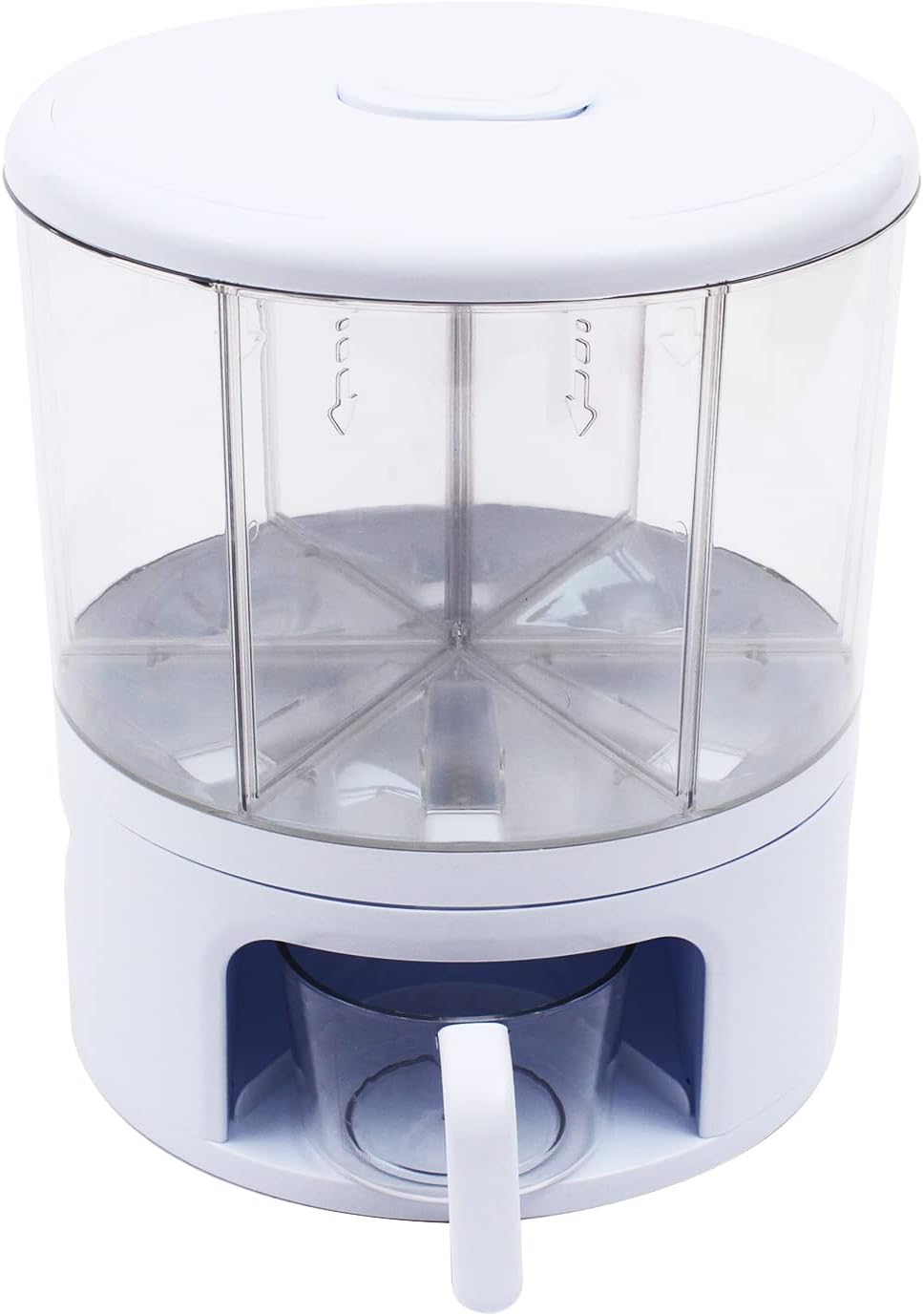 Dispensador de contenedores de almacenamiento de alimentos secos de 6 rejillas, caja de almacenamiento redonda giratoria para encimera, arroz, café,