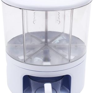 Dispensador de contenedores de almacenamiento de alimentos secos de 6 rejillas, caja de almacenamiento redonda giratoria para encimera, arroz, café, Dispensador de contenedores de almacenamiento de alimentos secos de 6 rejillas, caja de almacenamiento redonda giratoria para encimera, arroz, café,