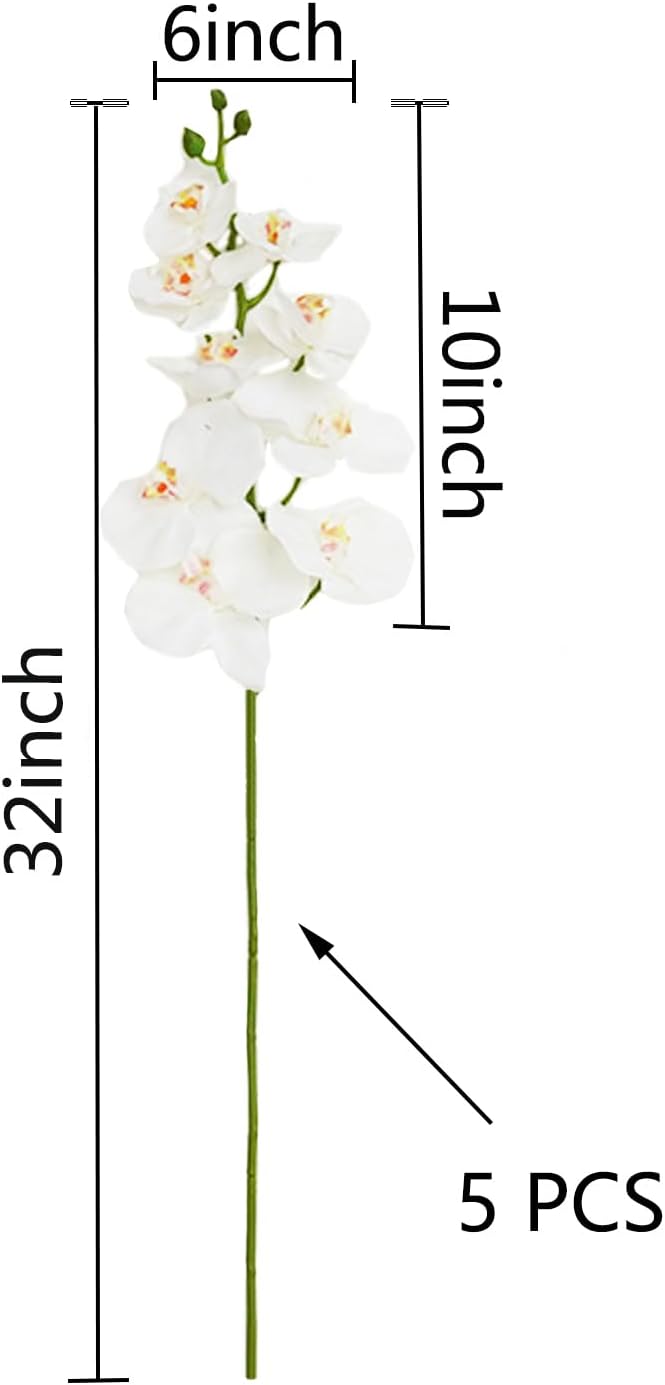 5 piezas de flores artificiales de orquídeas artificiales para decoración