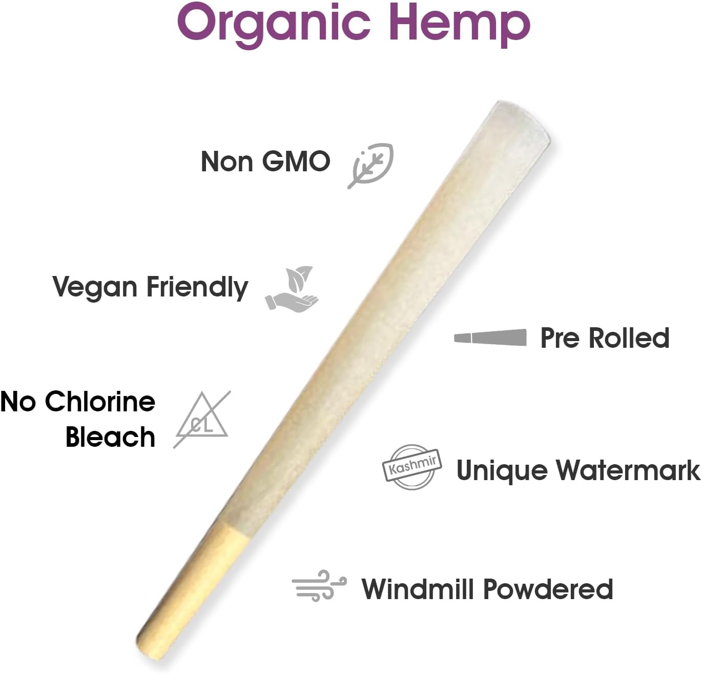 Kashmir Cones Rolling Paper King – Papeles de liar – Conos orgánicos con puntas preenrollados conos preenrollados tamaño King 50 unidades