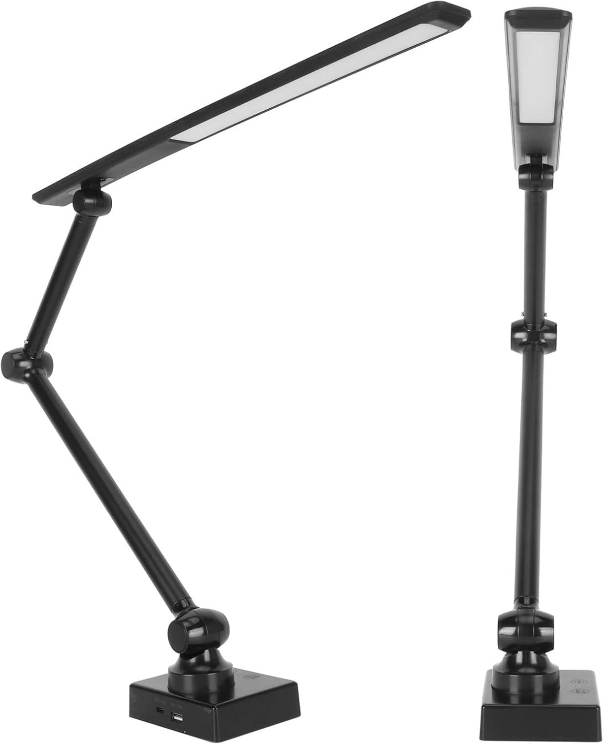 Gavigain Lámpara de mesa, lámpara de escritorio para oficina en casa con abrazadera, luces flexibles para libros, fácil de leer, cabecera recargable