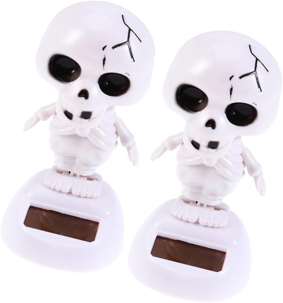 COHEALI 2 piezas de esqueleto solar Bobble Head Halloween bailando figura solar bailando muñeca bailando figuras solares de fantasmas bailarines
