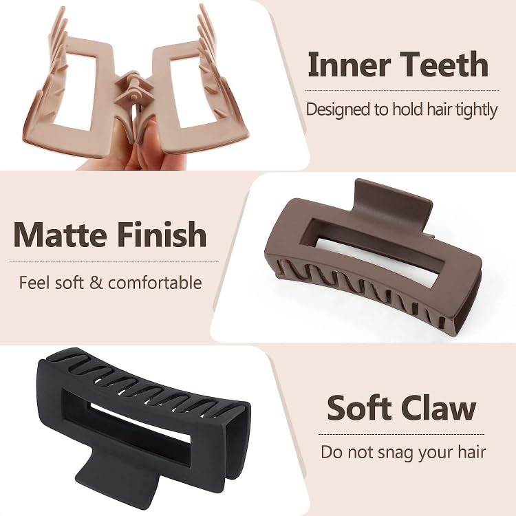 BELLA – 8 pinzas para el cabello para mujer, cabello largo y grueso, 4.3 pulgadas, pinzas de pelo grandes para niñas, antideslizantes, sujetan el