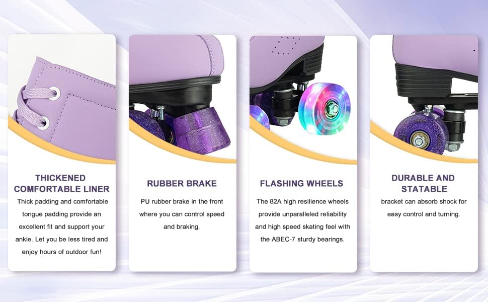 Hurber XUDREZ – Patines de ruedas de piel sintética de doble fila para mujer