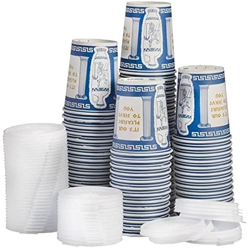 Paquete de 50 Vasos de café de papel New York de 10 onzas, taza de café de papel desechable con tapas, bebidas calientesfrías