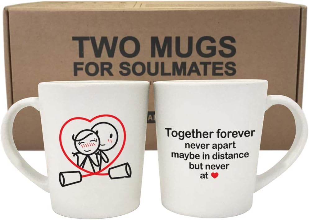 BoldLoft Tazas de café Together Forever para él y para ella, para parejas, regalos para pareja, regalos para novio, novia, día de San Valentín,