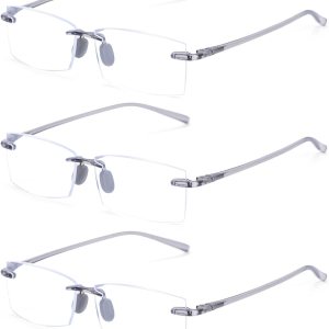 TERAISE Anteojos de lectura sin montura cómodos, ligeros, sin marco, para hombres y mujeres, con bloqueo de luz azul, lentes de computadora TERAISE Anteojos de lectura sin montura cómodos, ligeros, sin marco, para hombres y mujeres, con bloqueo de luz azul, lentes de computadora