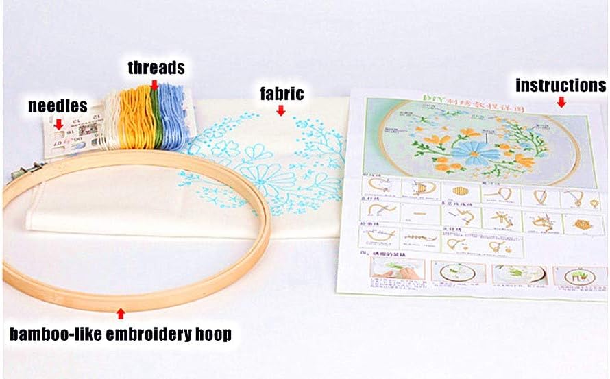 Awesocrafts Kit de bordado, corona de flores, plantas de amor, gama completa de kits de bordado para principiantes, adultos y niños, bricolaje hecho