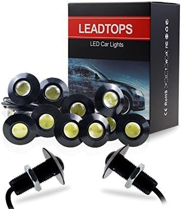 LEADTOPS Luces LED Eagle Eye, paquete de 10 luces LED de 12 V, ultrafinas de 0.906 in, luz antiniebla, DRL, luces de circulación diurna, kit blanco