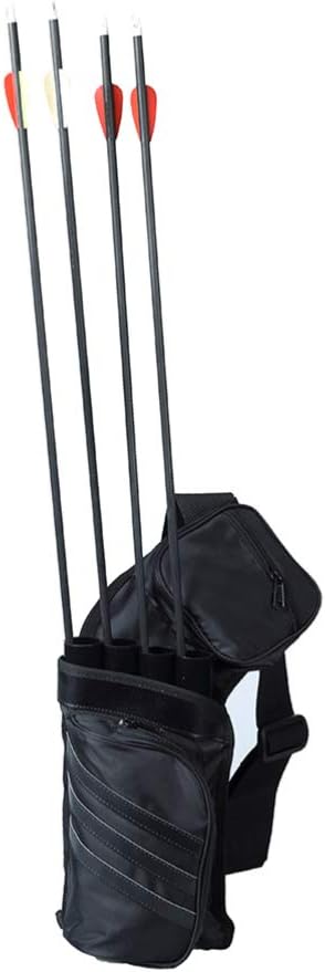 LIOOBO Flecha Carcaj Lado de Arco de la Cadera Carcaj Cintura Flecha Sostenedor Bolsa de Arco Flecha con Bolsillos Target Carcaj Titular (negro)