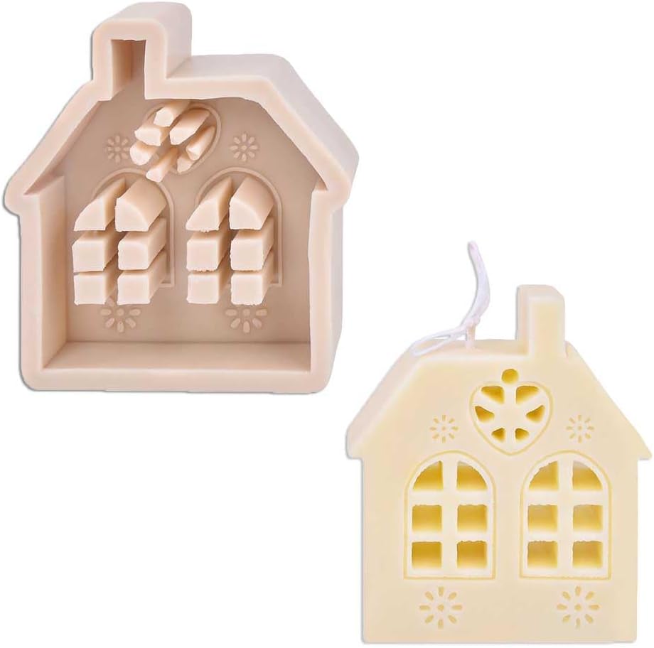 Molde de silicona Freshie del coche de la forma de la casa de la Navidad para hacer el jabón Aroma Beads Car Freshie Candle Pendant Resin