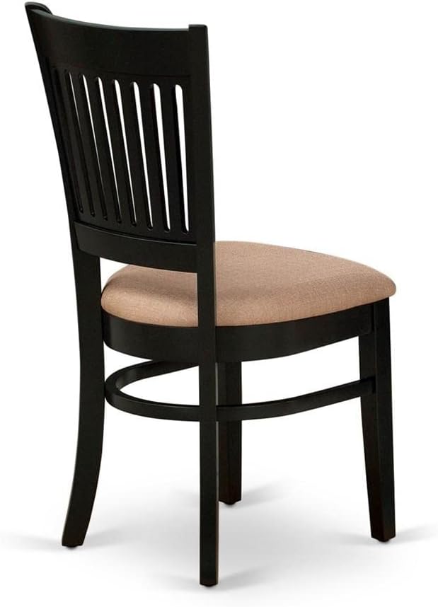 East West Furniture Vancouver – Juego de 2 sillas de madera tapizadas de tela de lino, color negro