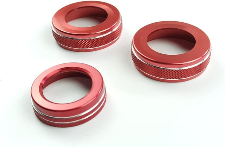 Etiqueta engomada de la cubierta del pomo del volumen del aire acondicionado del coche rojo compatible con Mercedes Benz A B C E GLK GLA CLA GLE ML