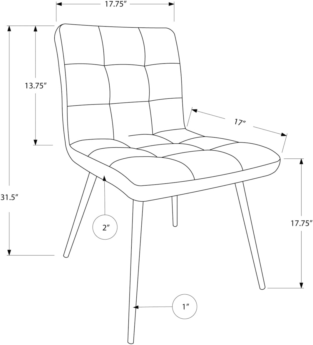 Monarch Specialties Silla de comedor de 2 piezas de metal cromado con aspecto de cueronegro, 32 pulgadas