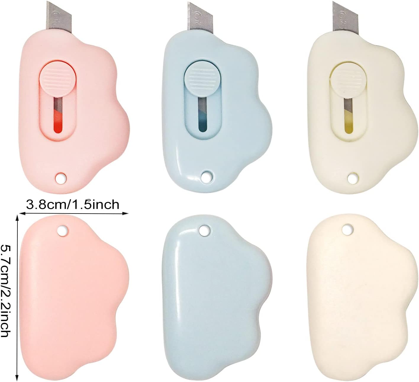 Honbay 6 Uds. Creative Cute Cloud Mini Utility Cuchillos Portátiles Cuchillo de Arte Retráctil Cuchillo de Sobre Abrecartas Abrecartas Cartón Caja