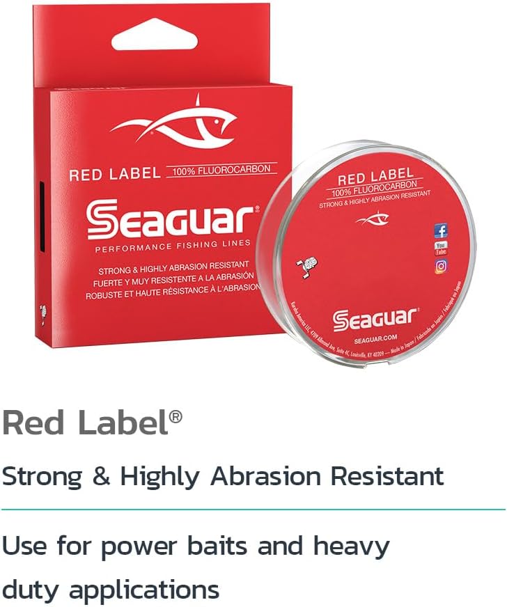 Seaguar Red Label – Línea de pesca 100% fluorocarbono, varios tamaños