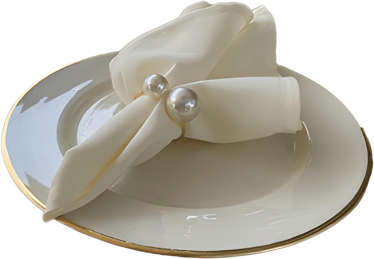 Juego de 12 servilleteros para mesa de comedor, servilleteros de perlas para fiestas de vacaciones, cocina en el hogar para ocasiones casuales o