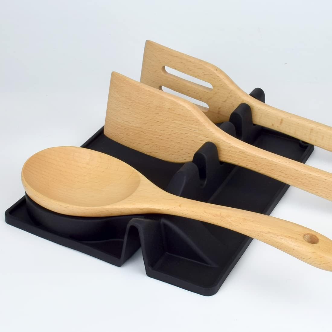 Soporte para utensilios de silicona con almohadilla de goteo soporte para cuchara para estufa soporte para cuchara soporte para cuchara grande