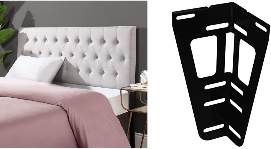 Zinus Trina – Cabecera tapizada y soportes SmartBase, diseño clásico con botones que añade elegancia, se adapta a marcos estándar QueenFull