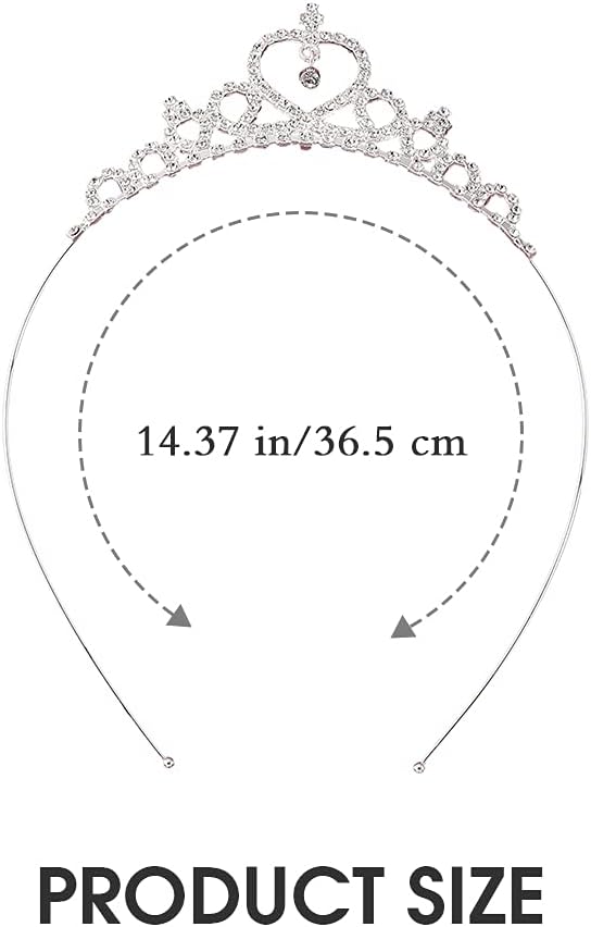 Gortin Corona de tiara de cristal para niñas, corona de princesa plateada para fiesta de cumpleaños, diadema de diamantes de imitación, tocados de