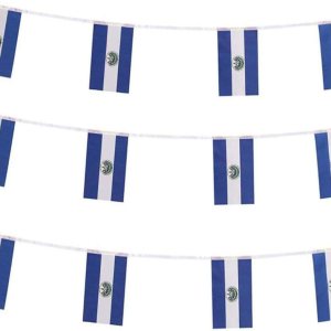 Banderas de El Salvador – Banderas salvadoreñas pequeñas de cuerda para decoración Banderas de El Salvador – Banderas salvadoreñas pequeñas de cuerda para decoración