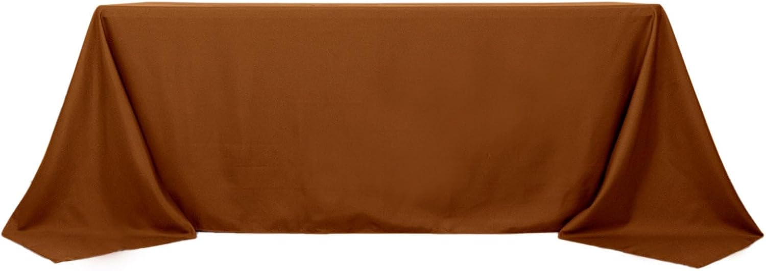 Efavormart – Mantel rectangular de poliéster, 90 x 132 pulgadas, color marrón canela