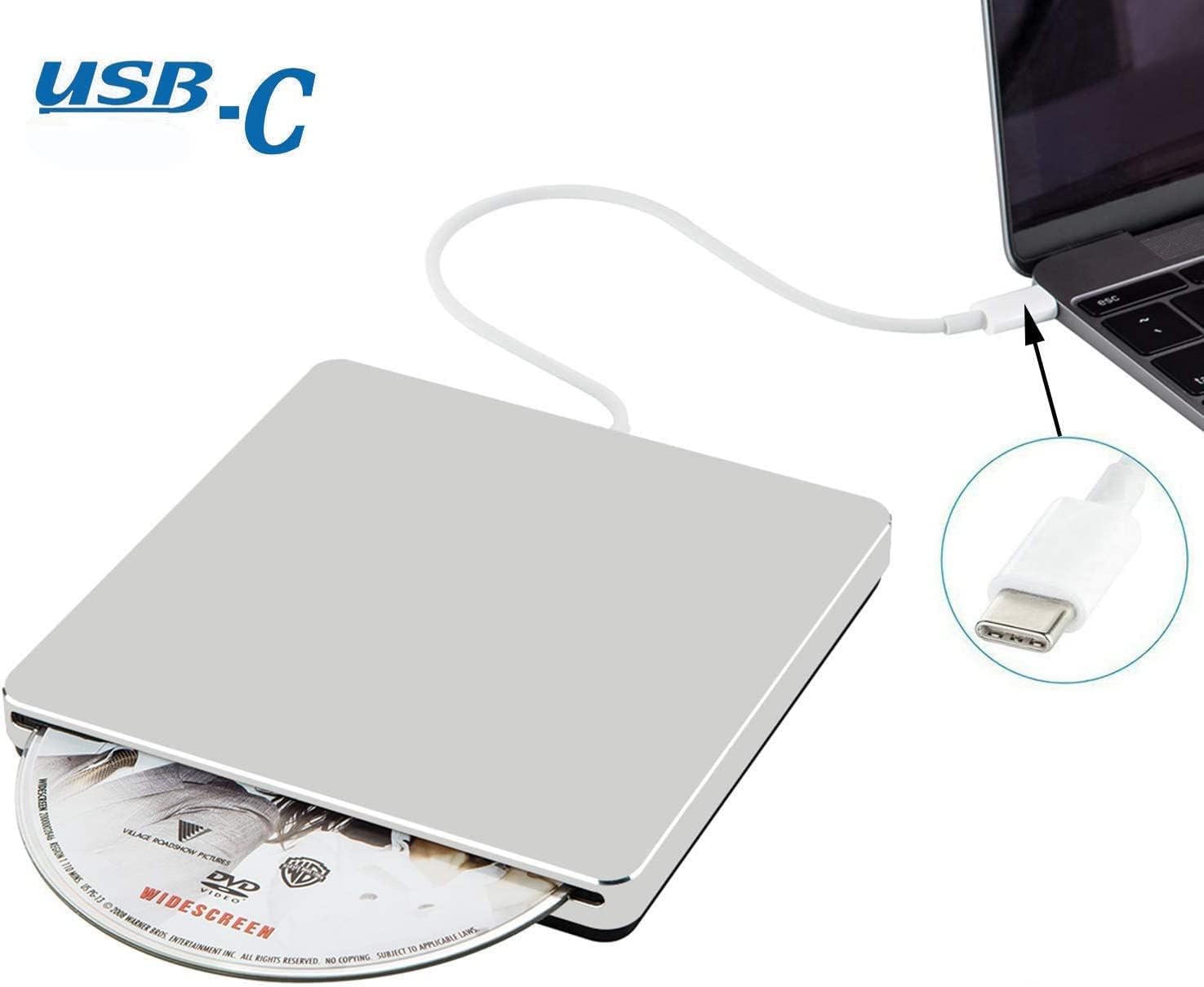 Unidad externa de DVDCD USB-Ctipo c lector de DVDCD y grabadora de DVDCD para Apple-MacBook AirProiMacMiniMacBook ProASUSDELL portátil, etc