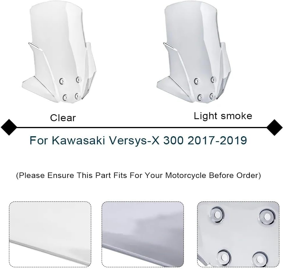 Parabrisas de motocicleta compatible con Kawasaki Versys X-300 VERSYS-X 300 parabrisas Touring carenado, deflector de viento Versys X300 2021 2020