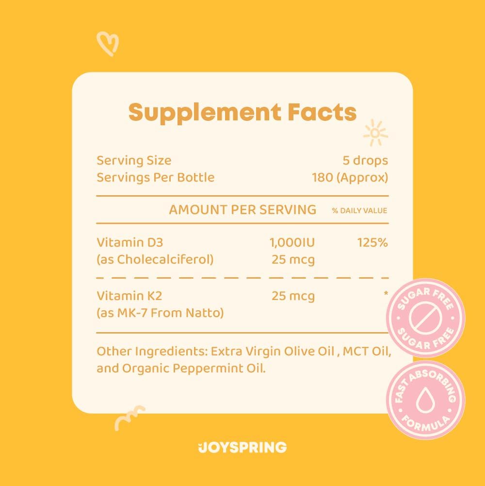 JoySpring Gomitas líquidas de vitamina D y vitamina D3 para niños