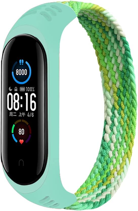 Banda para Xiaomi Mi Band 5 6 7 Bandas, Mujeres Hombres Suave Elástico Trenzado Solo Loop Nylon Sport Reemplazo Pulsera para Mi Band 4 3 Fibras