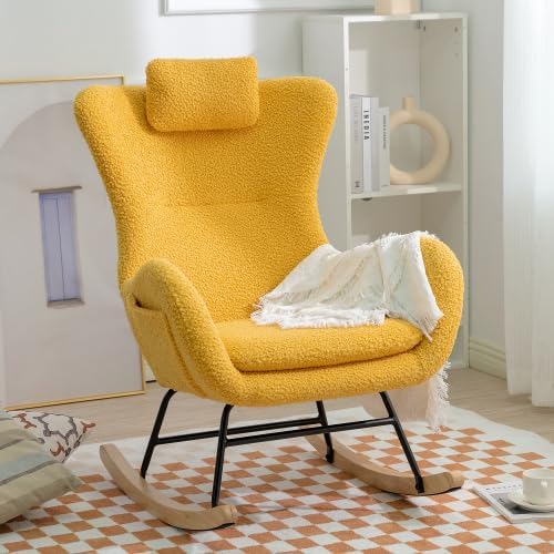Mecedora profesional con patas de goma, tela de cachemira y diseño ergonómico, perfecta para sala de estar y dormitorio, ideal para guardería y