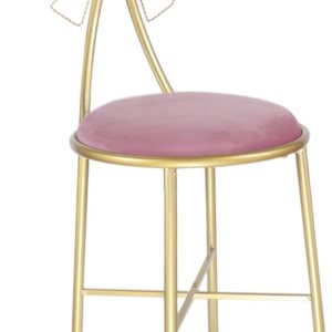 Puclekne Silla de tocador para maquillaje, moderna silla de terciopelo con diseño de mariposa, linda silla rosa con nudo de lazo para niñas con pata Puclekne Silla de tocador para maquillaje, moderna silla de terciopelo con diseño de mariposa, linda silla rosa con nudo de lazo para niñas con pata