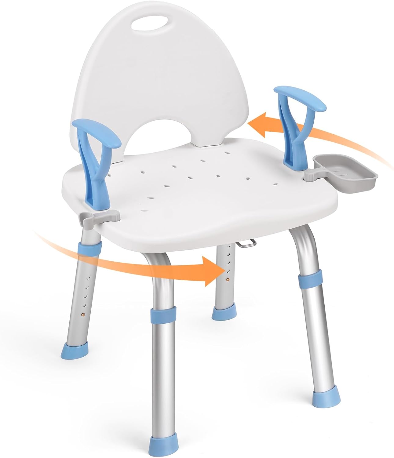 Ambliss Silla de ducha giratoria de 360 para ducha interior, asiento de ducha con ruedas médicas para personas mayores, soporta hasta 450 libras,