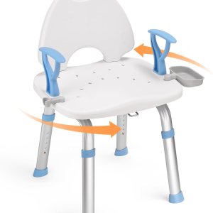 Ambliss Silla de ducha giratoria de 360 para ducha interior, asiento de ducha con ruedas médicas para personas mayores, soporta hasta 450 libras, Ambliss Silla de ducha giratoria de 360 para ducha interior, asiento de ducha con ruedas médicas para personas mayores, soporta hasta 450 libras,