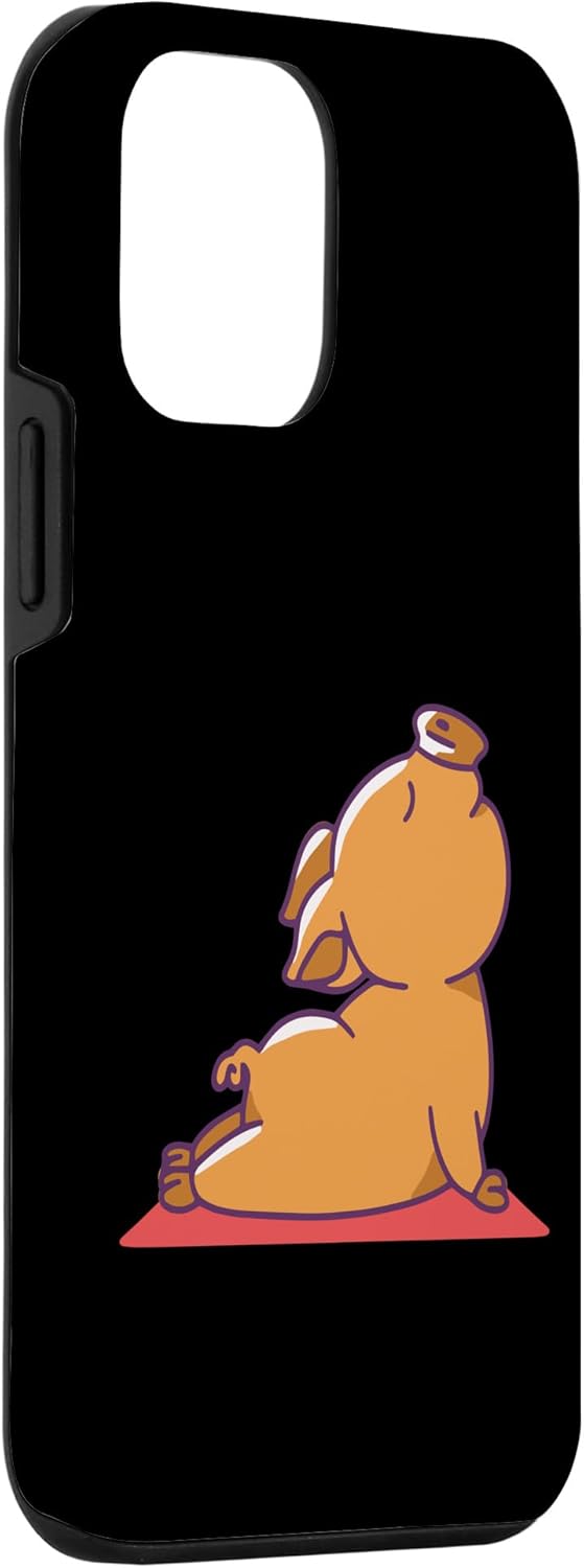 Funda divertida para iPhone 12 mini cerdo de yoga