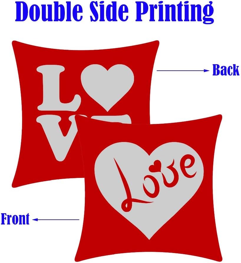 LOZACHE Juego de 2 fundas de almohada para el día de San Valentín de 18 x 18 pulgadas, decoración navideña con corazón rojo para decoración del