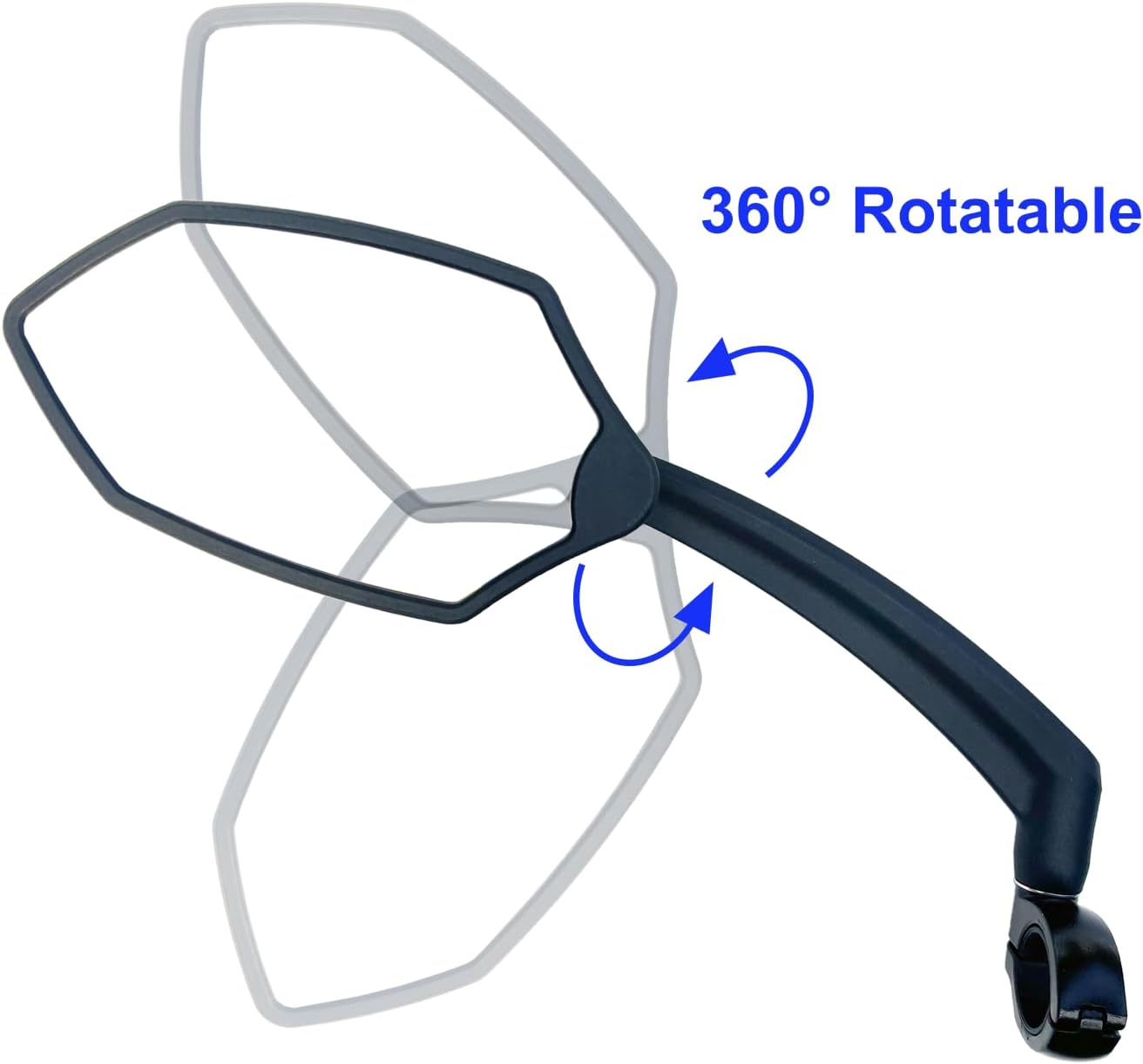 Hafny Nuevo espejo de bicicleta para manillar, brazo largo, lente de vidrio HD, ajustable y giratorio, espejo retrovisor seguro para bicicleta,