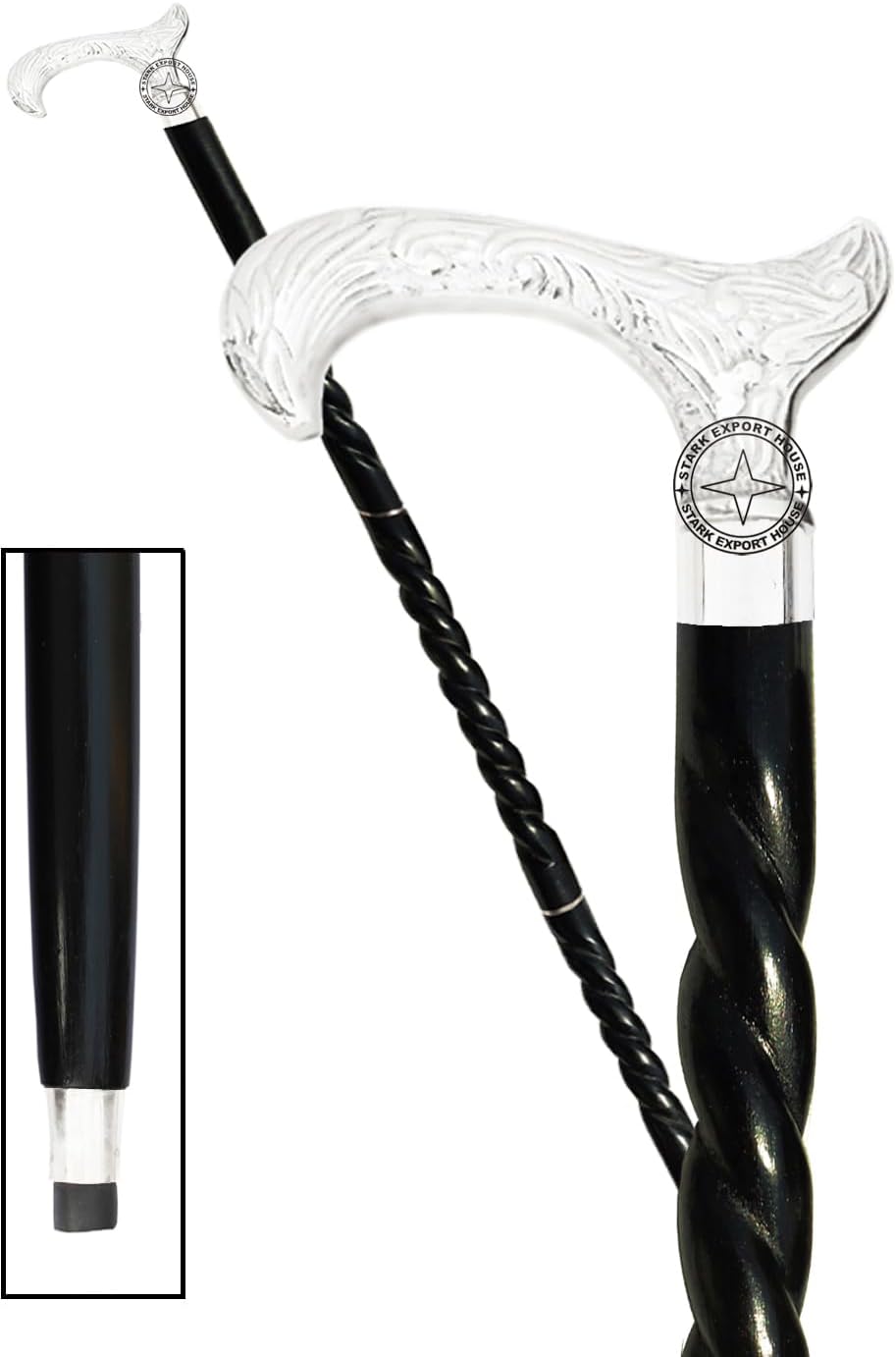 Bastón náutico de plata de níquel para hombres y mujeres, bastones y madera con mango de 37 pulgadas, palo de palisandro de madera natural, mejor