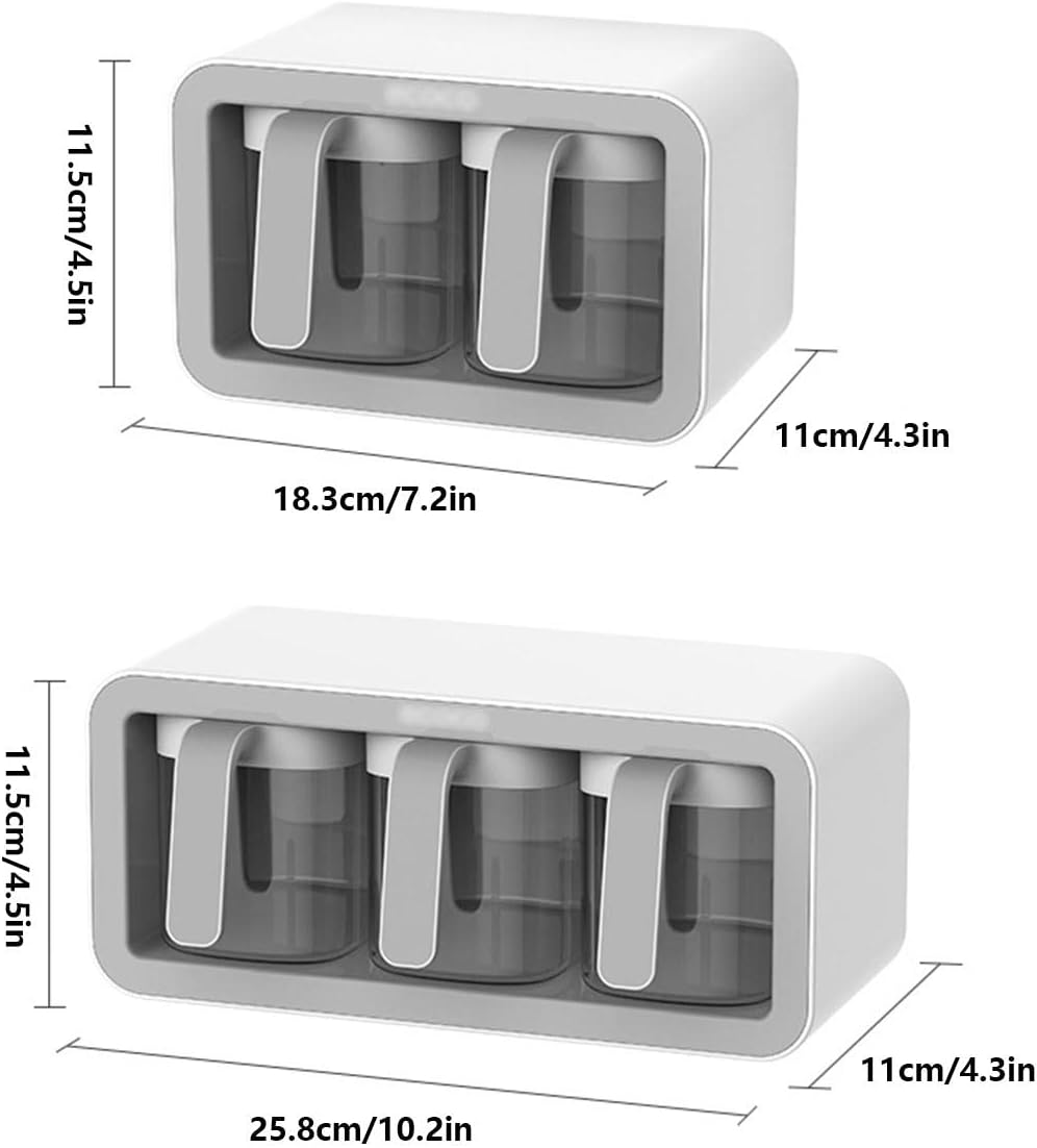 Contenedores de condimentos montados en la pared, caja de condimentos autoadhesiva, frascos de condimentos con cuchara, organizador de