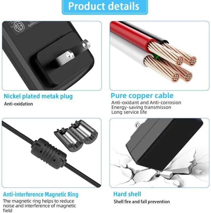 TKDY Cable de fuente de alimentación de 5 V CC, adaptador de CA de 110-240 V apto para 5 voltios 3A 2A 1.5A 1.5A 1A Polycom teléfonos IP Hello Baby
