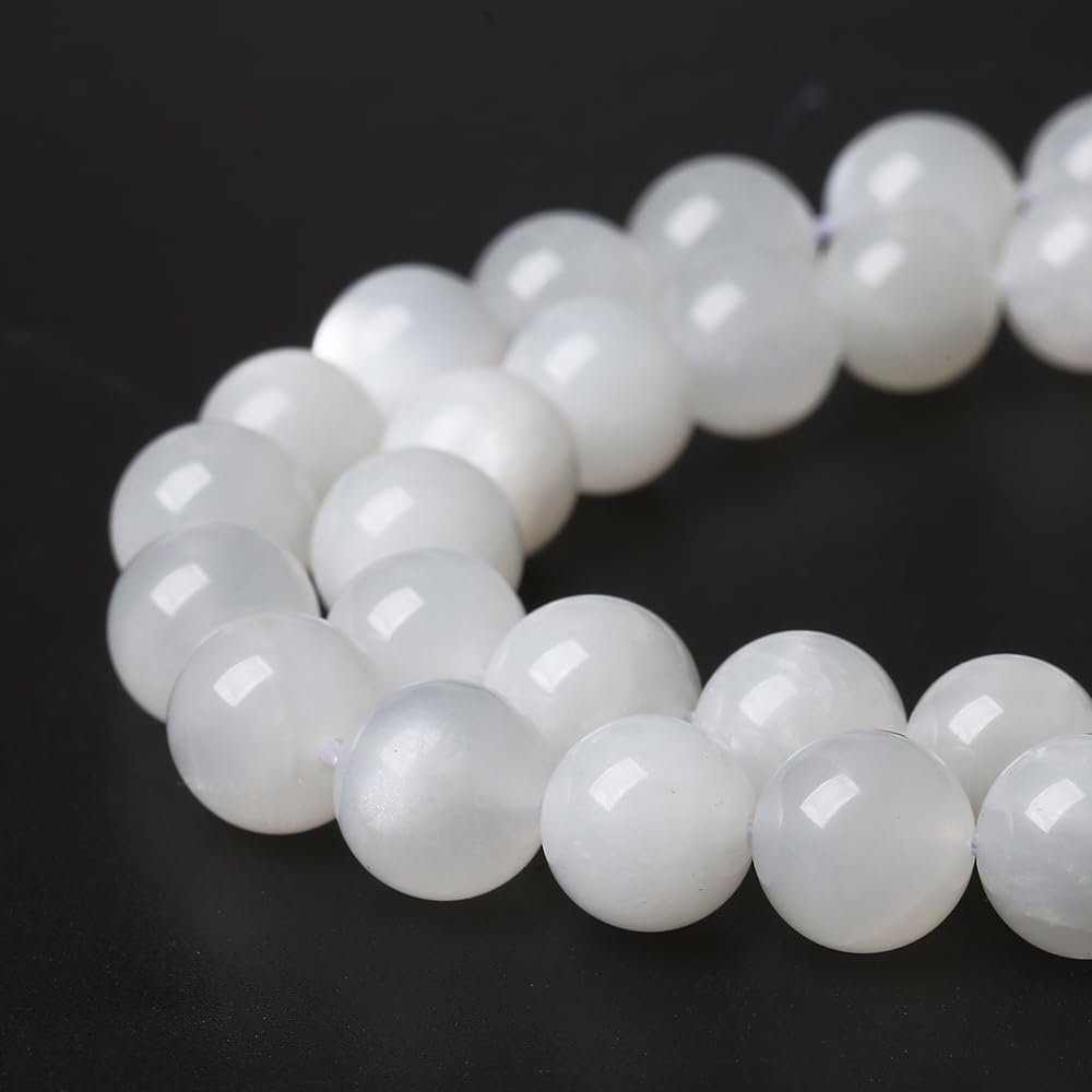 60 cuentas de piedra lunar blanca natural de 0.236 pulgadas (0.236 pulgadas), piedras preciosas AAA, redondas y sueltas para hacer joyas, pulseras,