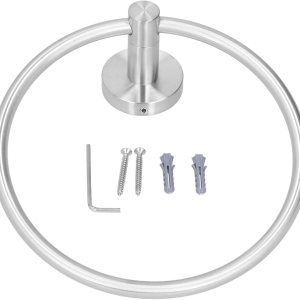 Toallero redondo redondo montado en la pared de acero inoxidable para toallas de mano, colgador de toallas redondo, colgador de toallas, colgador de Toallero redondo redondo montado en la pared de acero inoxidable para toallas de mano, colgador de toallas redondo, colgador de toallas, colgador de