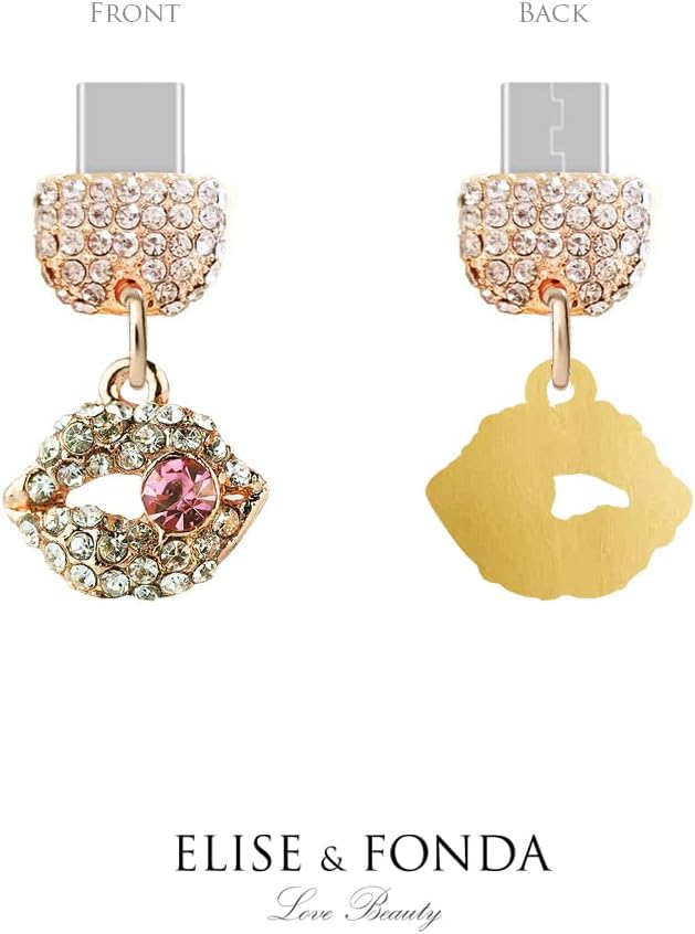 ELISE & FONDA TP176 Tipo-C Puerto de carga Crystal Anti Dust Plug Little Kiss Lip Cell Phone Charm para SamsungOnePlusXiaomioppo Teléfono Android