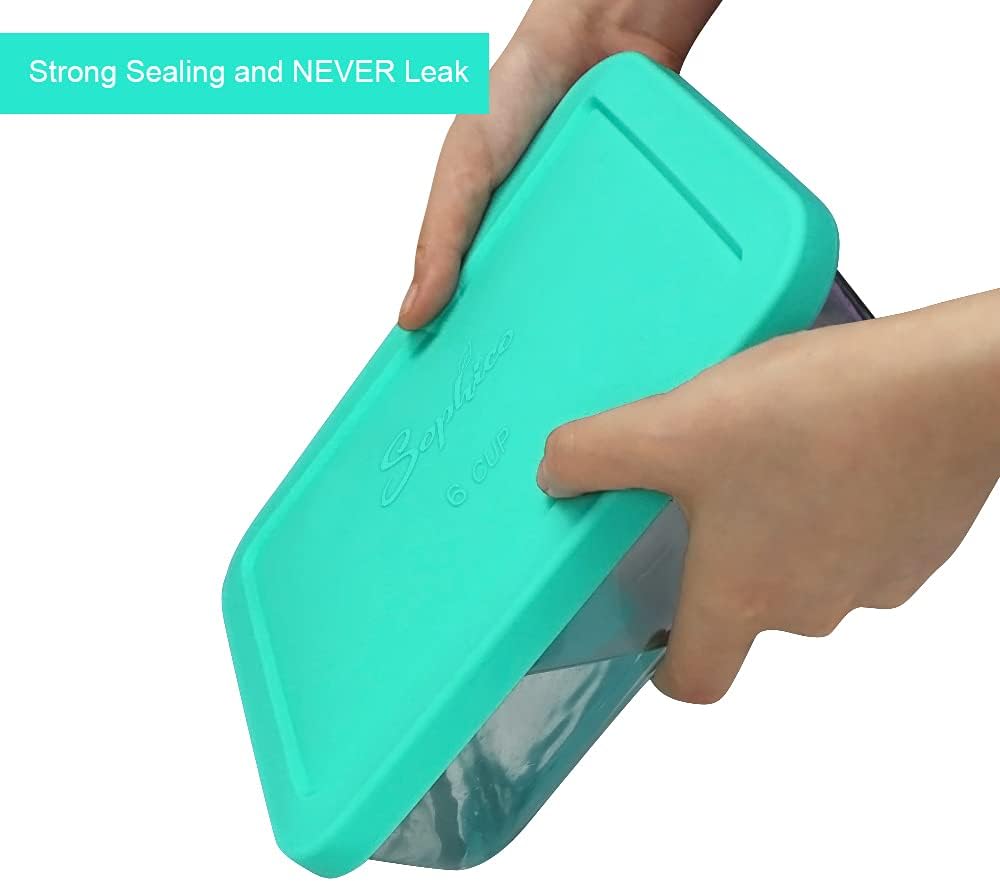 Sophico Tapa rectangular de almacenamiento de silicona para 6 tazas de repuesto para cuencos de vidrio Pyrex 7211-PC, recipiente no incluido (menta)