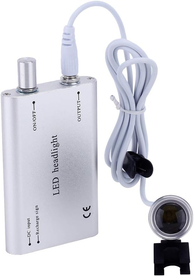 Linterna LED portátil recargable para cirugía lupas medical binocular lupas (plateado)